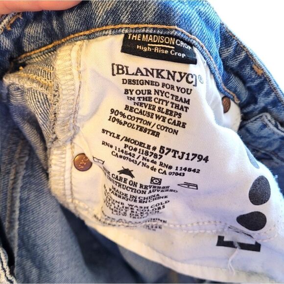 Blank NYC Medium Wash The Madison Crop Button Fly Jeans - Picture 4 of 5